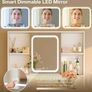 Dressing Table with Adjustable LED Mirror Built in USB Power Outlets RGB Light Strip Vanity Desk with 5 Fabric Drawers 3 Layer Shelves White Makeup Desk 90 40 139cm Image 3