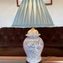 Pretty Oriental Pastel Floral Ginger Jar Lamp Base with Wooden Plinth Base Image 2