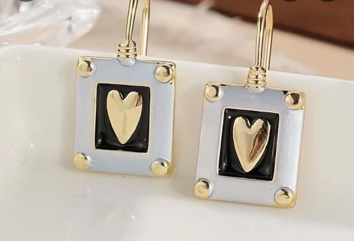 Bohemian style square copper heart earrings