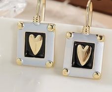 Bohemian style square copper heart earrings
