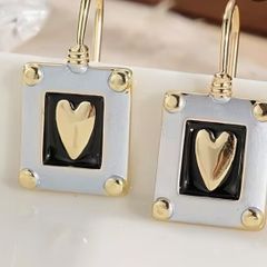 Bohemian style square copper heart earrings