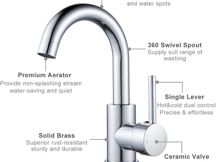 Basin Taps Mixer Single Lever Swivel Bathroom Sink Tap Chrome with Pop up Waste