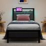 Single Bed Frames with Storage Headboard and Charging Station/LED Lights,Heavy Duty Metal Bed Frame Single No Box Spring Needed,Solid Bedstead Base/Strong Steel Slats Support/Grey Image 7