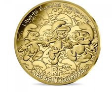 2020 France Monnaie de Paris 200 Euro Gold Coin  (.999)  3g .The Smurfs Together