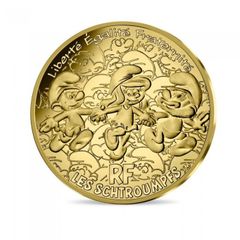 2020 France Monnaie de Paris 200 Euro Gold Coin  (.999)  3g .The Smurfs Together