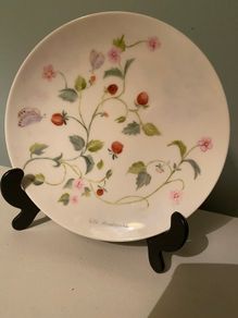 Pretty hand painted wild strawberry plate