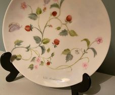 Pretty hand painted wild strawberry plate