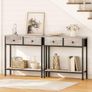 Slim Console Table, Narrow Console Table with 2 Drawers, Hallway Table with Storage, Sofe Table, Small Side Table for Small Spaces, Living Room, Entryway, Kitchen, Greige and Black Image 4