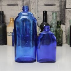 392 - Set of Two Beautiful Vintage Cobalt Blue Glass Decorative Collectible Optrex Bottles