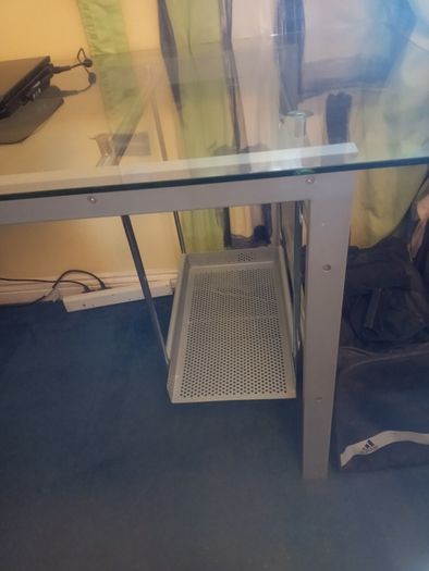 Large Glass Top Home Office Desk - Very Good Condition