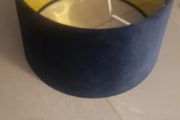 Navy velvet lampshade with gold lining