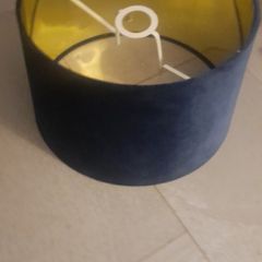 Navy velvet lampshade with gold lining