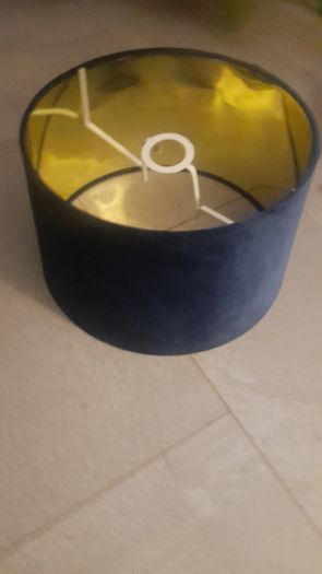 Navy velvet lampshade with gold lining