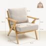 Scandinavian Linen-Look Armchair with Cushions & Rubberwood Legs, 76 x 87 x 88 cm (30 x 34 x 35 in) Image 2