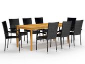 9 Piece Garden Dining Set Black