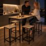 Industrial Bar Table & 4 Stools Set Natural Oak Colour Image 4