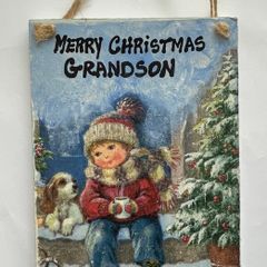 Retro Grandson Christmas Plaque/Sign