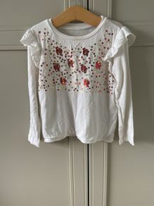 Red & Gold sequin cream long sleeve top