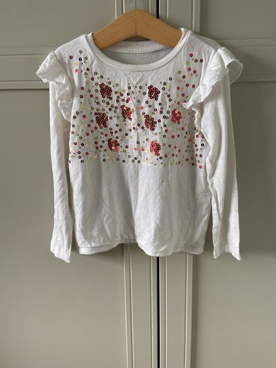 Red & Gold sequin cream long sleeve top