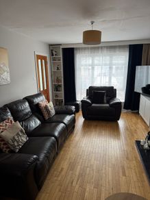 Leather recliner sofa and matching armchair