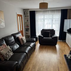 Leather recliner sofa and matching armchair