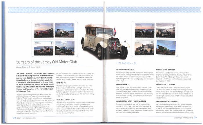 2016 Jersey Stamp Year Book (hardback) issued by Jersey Post with 28 images of contents
