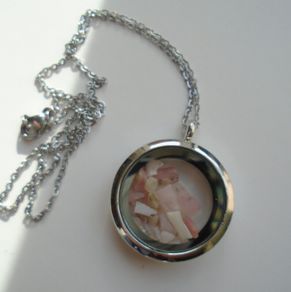 Pink Opal pendant, Floating locket, Jewellery, Gift. Necklace