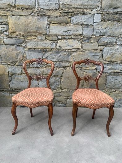 Victorian Carved Walnut Chairs.
