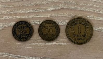 French 1 Franc & 50 Centimes (1933, 1928, & 1922)