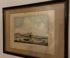 Bridport Harbour from the Ship Building Yard.  Lithograph 24 x 18inch framed.