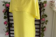 Statement bright yellow top size 10 cape effect short sleeve top