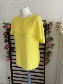 Statement bright yellow top size 10 cape effect short sleeve top