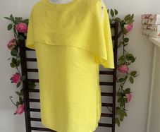 Statement bright yellow top size 10 cape effect short sleeve top