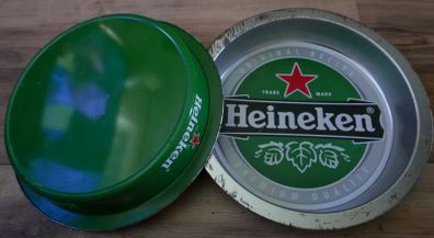 Vintage Heineken Beer Circle Metal Tin Bar Serving Trays