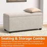 Rectangular Ottoman Polyester Storage box and Entryway Bench, Foot stool, Beige, 42 x 91 x 43 cm W x D x H Image 4