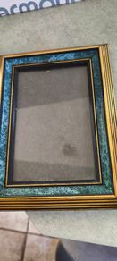 Faux blue marble rectangular resin frame with glass Victorian style for photo picture tabletop wall hanging antique style marbled gold gilt 4 x 6  inches