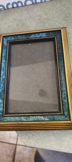 Faux blue marble rectangular resin frame with glass Victorian style for photo picture tabletop wall hanging antique style marbled gold gilt 5 x 4 inches to 31/4 x 21/4 inches.