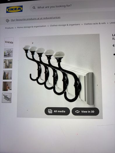 New IKEA Landkrabba Rack wirh 5 hooks , white 50 cm