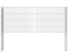 2D Gabion Fence Galvanised Steel 2.008x0.83 m 8 m (Total Length) Silver