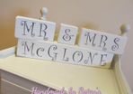 Mr & Mrs Personalised with Surname Shabby Chic handmade Shelf Sitters