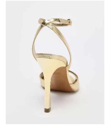 Zara Gold Patent High-heel Sandals