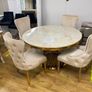 Gold Marble Kitchen Dining Table With 6 Chairs Image 8