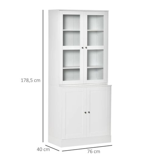 Modern Bookcase with Doors, Display Storage Cabinet with Adjustable Shelves for Living Room, Study, Office, White (FREE POSTAGE)