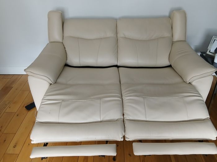 Sofa - Cream Leather 3+2 Seater