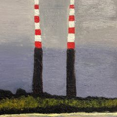Poolbeg lighthouse close up cloudy scene