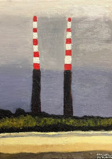 Poolbeg lighthouse close up cloudy scene