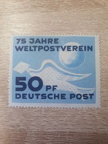 East Germany 1949 "75 Years Universal Postal Union UPU" 50 Pfennig Stamp unused - free standard postage