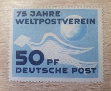 East Germany 1949 "75 Years Universal Postal Union UPU" 50 Pfennig Stamp unused - free standard postage