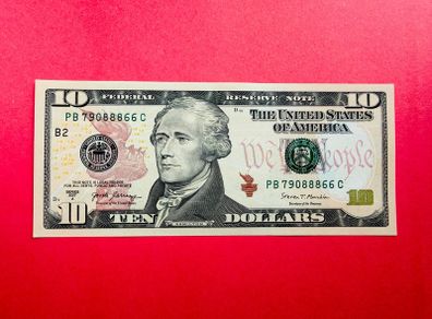 Usa  10 Dollars  2017   Letter  ( B2 )  NEW YORK  ( Uncirculated )