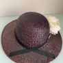 Black Straw Hat with flowers Image 4